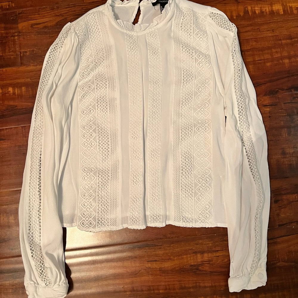 White lace float blouse